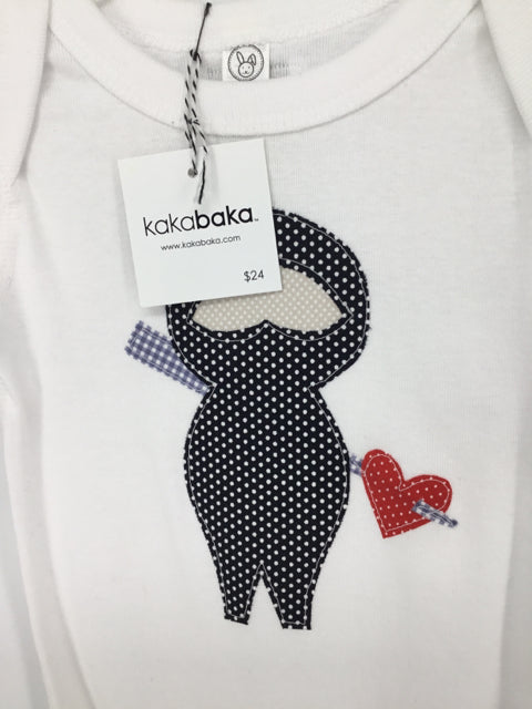 Kakabaka Child Size 12 Months White Valentine's Day Love Ninja Onesie