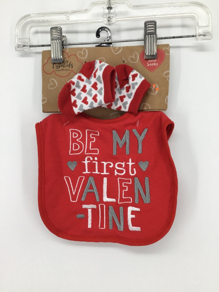 Baby Essentials Child Size 0-3 Months Red Valentine's Day Bib Set