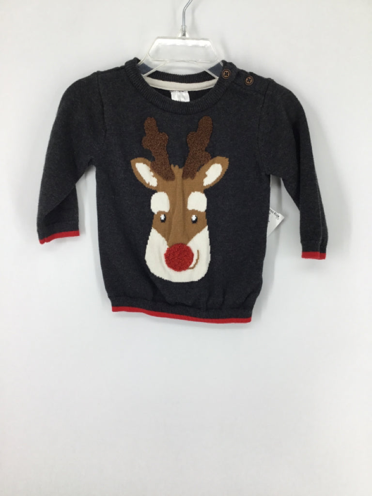 H & M Child Size 3-6 Months Gray Christmas Sweater