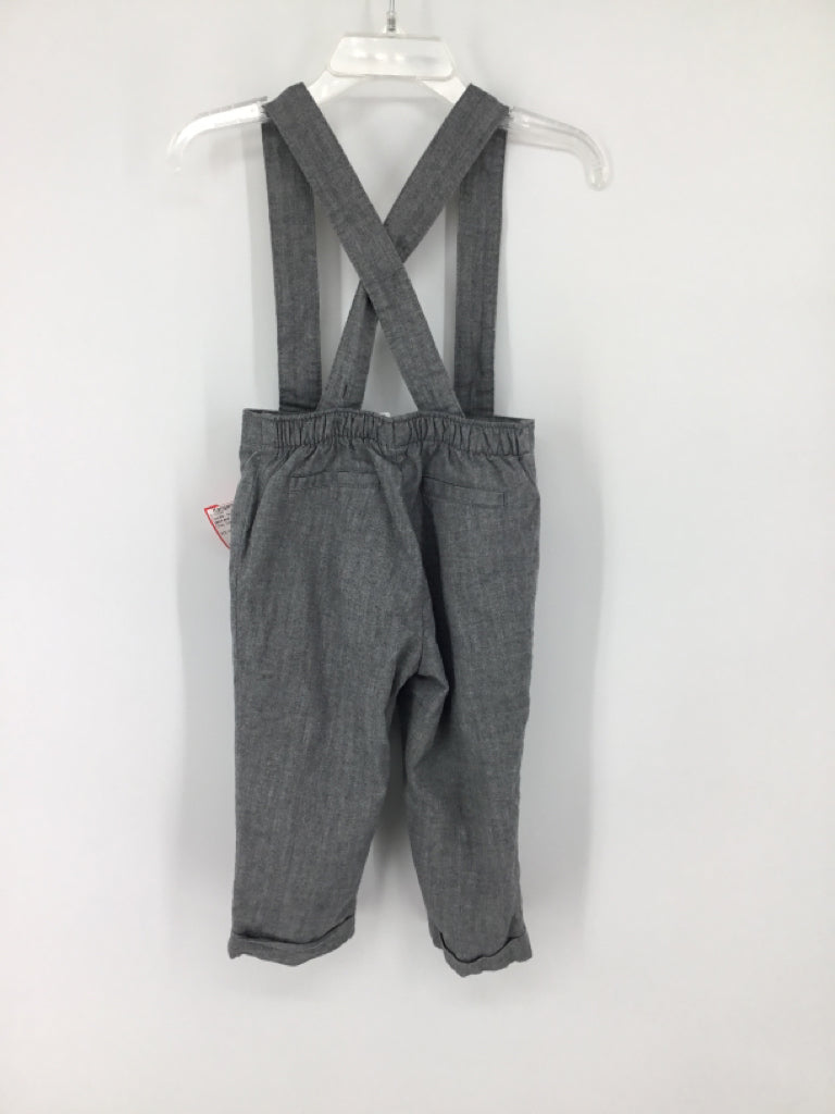 Janie and Jack Child Size 12-18 Months Gray Solid Overalls - boys