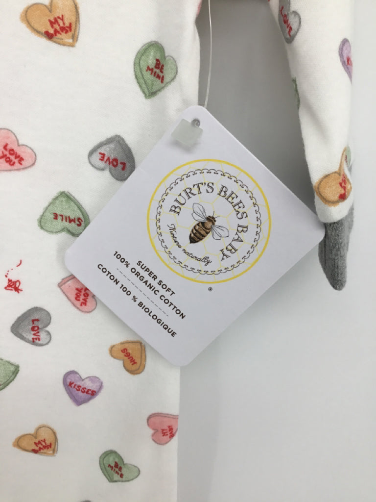 Burt's Bees Baby Child Size 6-9 Months White Valentine's Day Sleeper