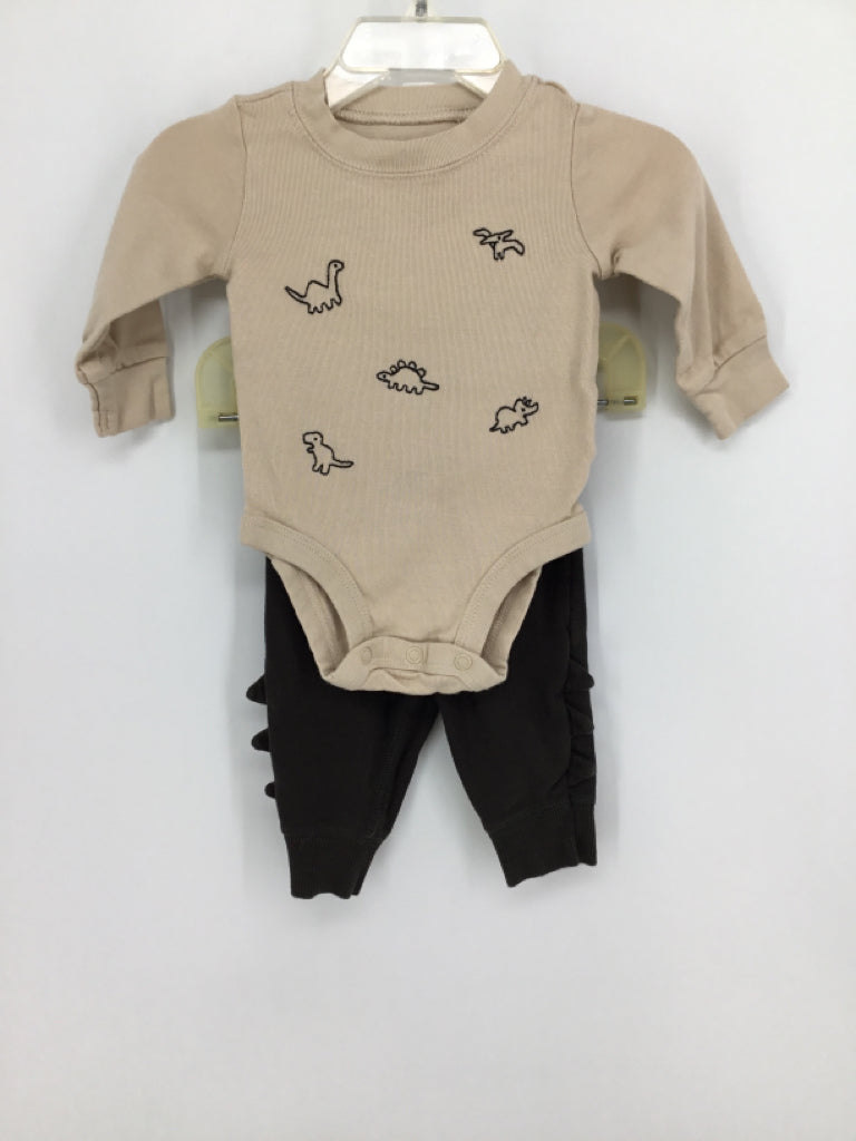 Carter's Child Size 3 Months Tan Dinosaur Outfit - boys