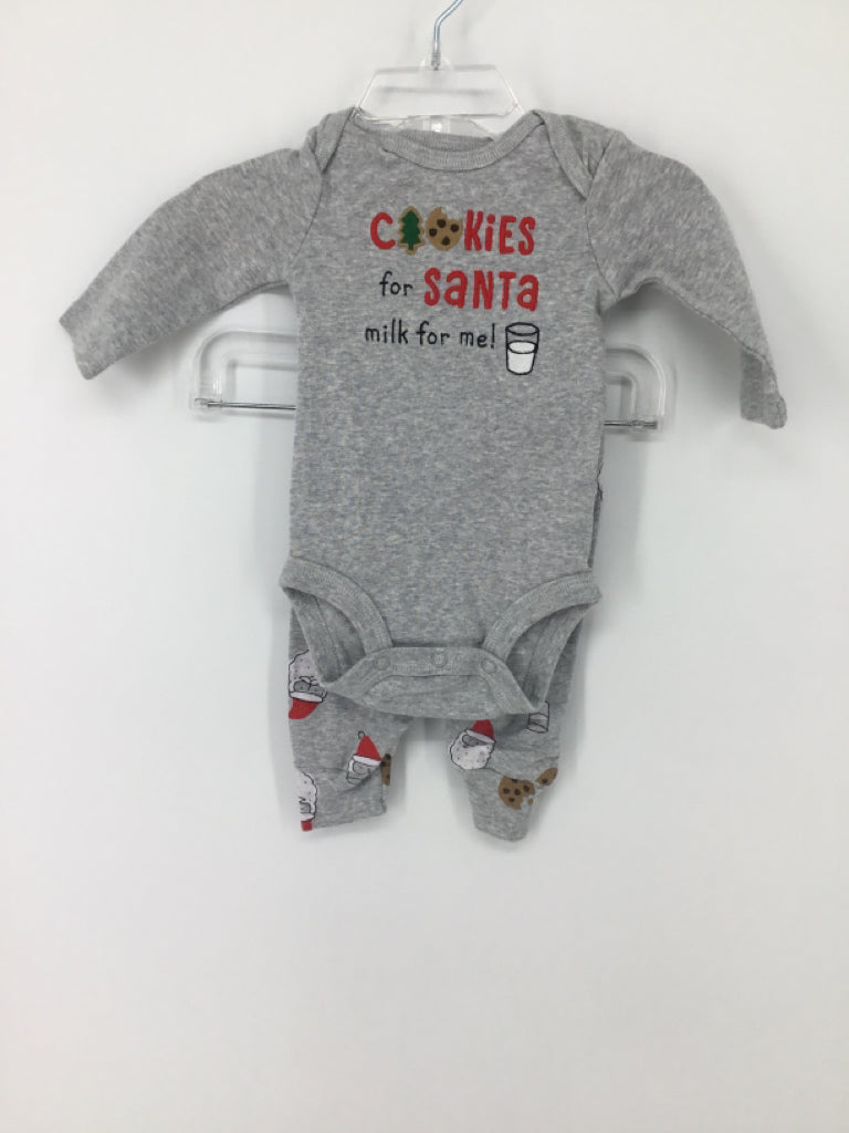 Just One You Made by Carters Child Size 3 Months Gray Christmas Outfit