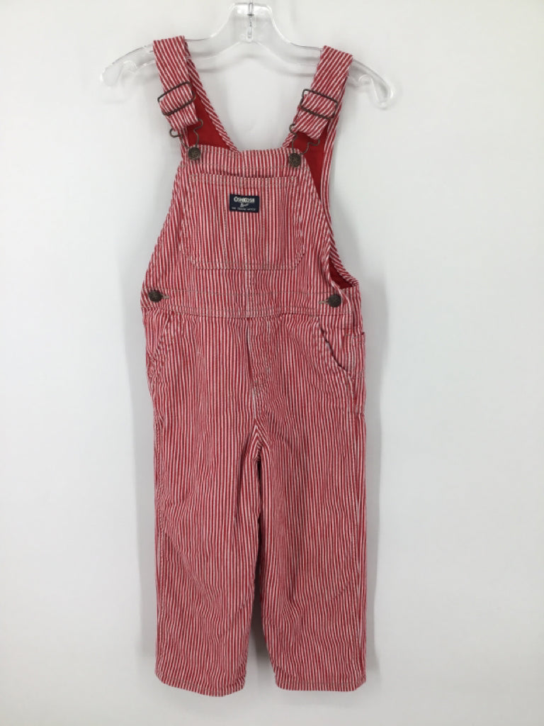 OshKosh B'gosh Child Size 5 Red Stripe Overalls - boys