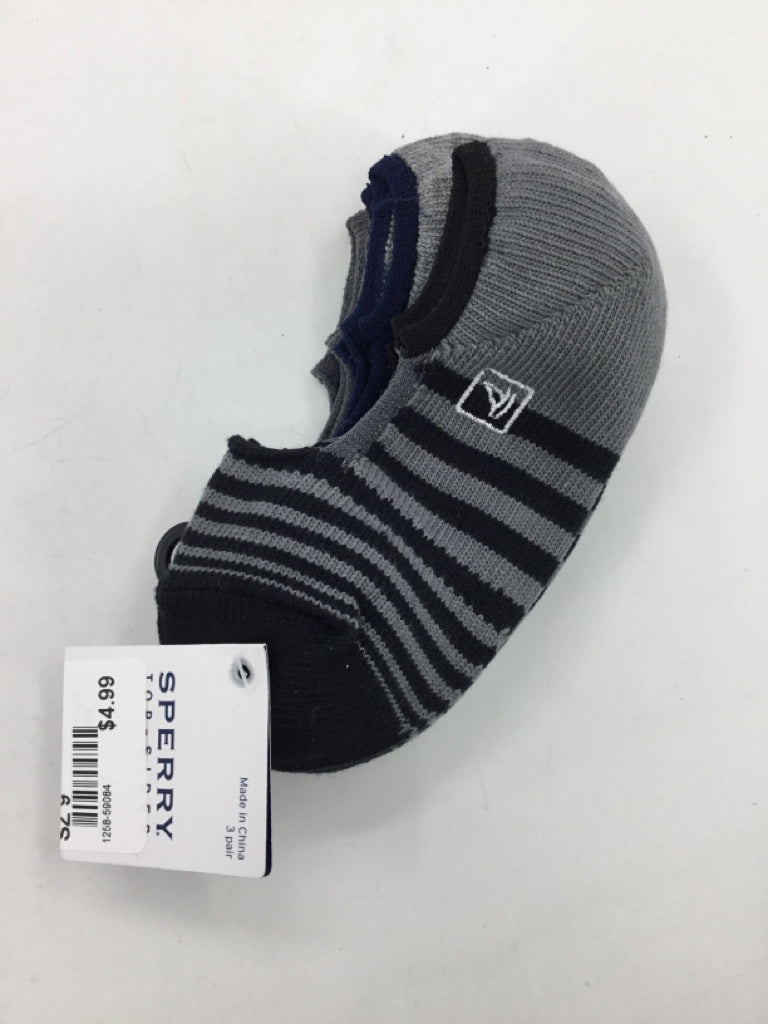 Sperry Child Size 9 Gray Stripe Socks - boys