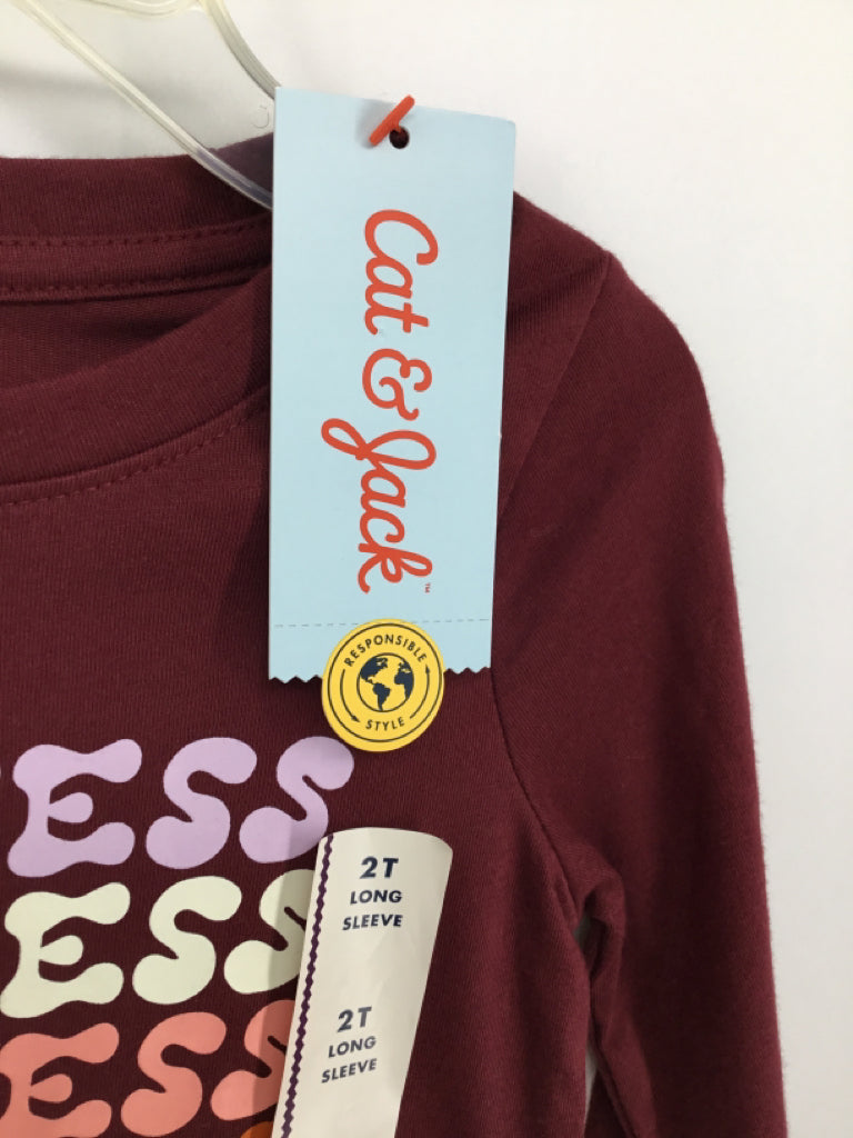 Cat & Jack Child Size 2 Burgundy T-shirt - girls