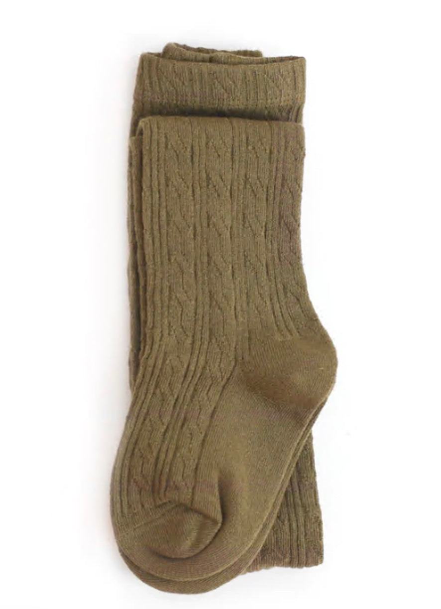 Cable Knit Tights Tight Size 0-6 Months Olive Green The Little Stocking Co