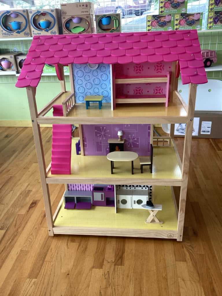 Kid Kraft So Chic Wooden Dollhouse with Wheels & some accessories