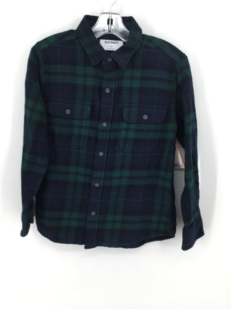 Old Navy Child Size 8 Navy Plaid Shirt - boys