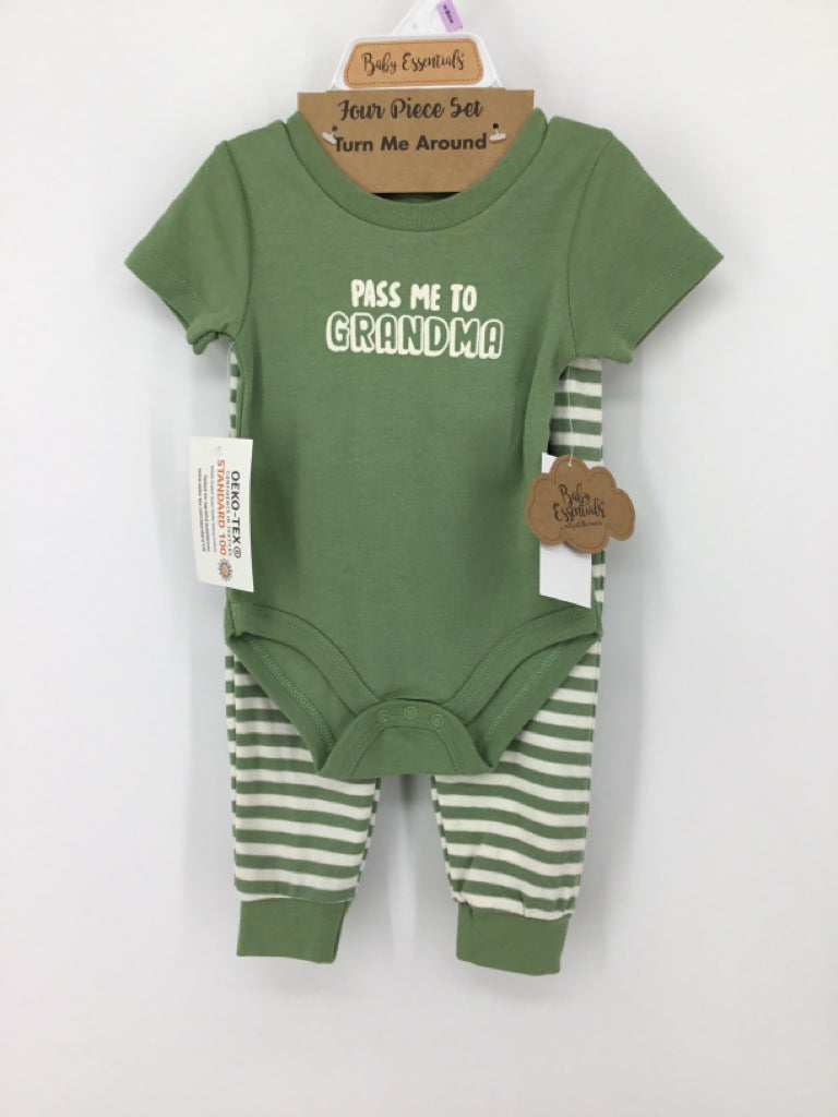 Baby Essentials Child Size 9 Months Green screen printed Outfit - boys
