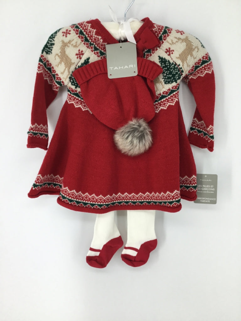 Tahari Child Size 3-6 Months Red Christmas Dress