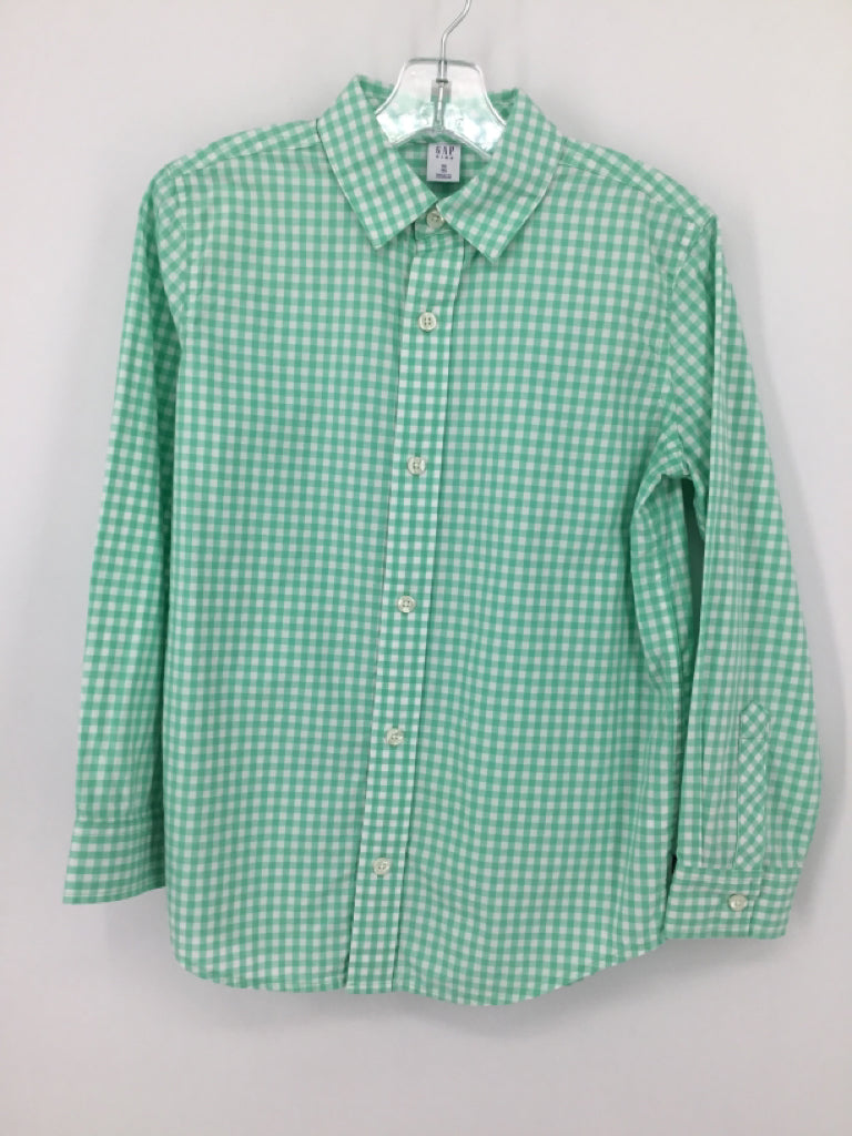 Gap Kids Child Size 8 Green Gingham Shirt - boys