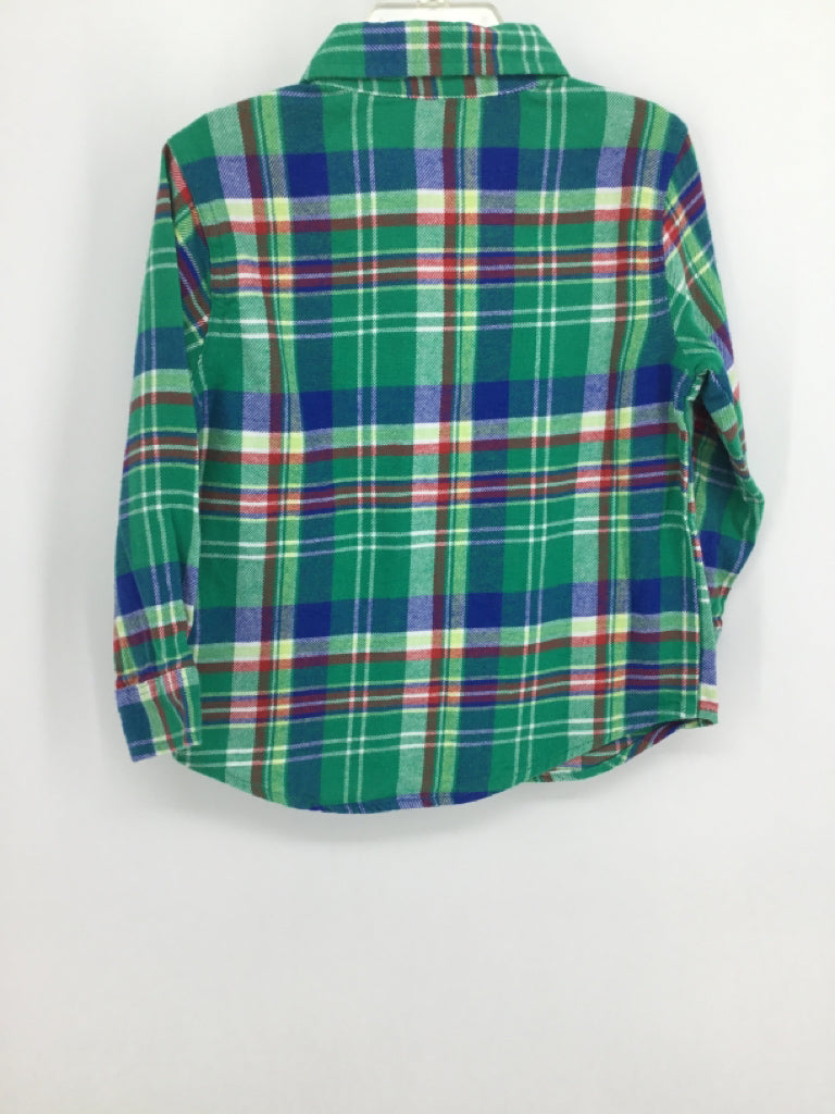 Old Navy Child Size 4 Green Plaid Shirt - boys