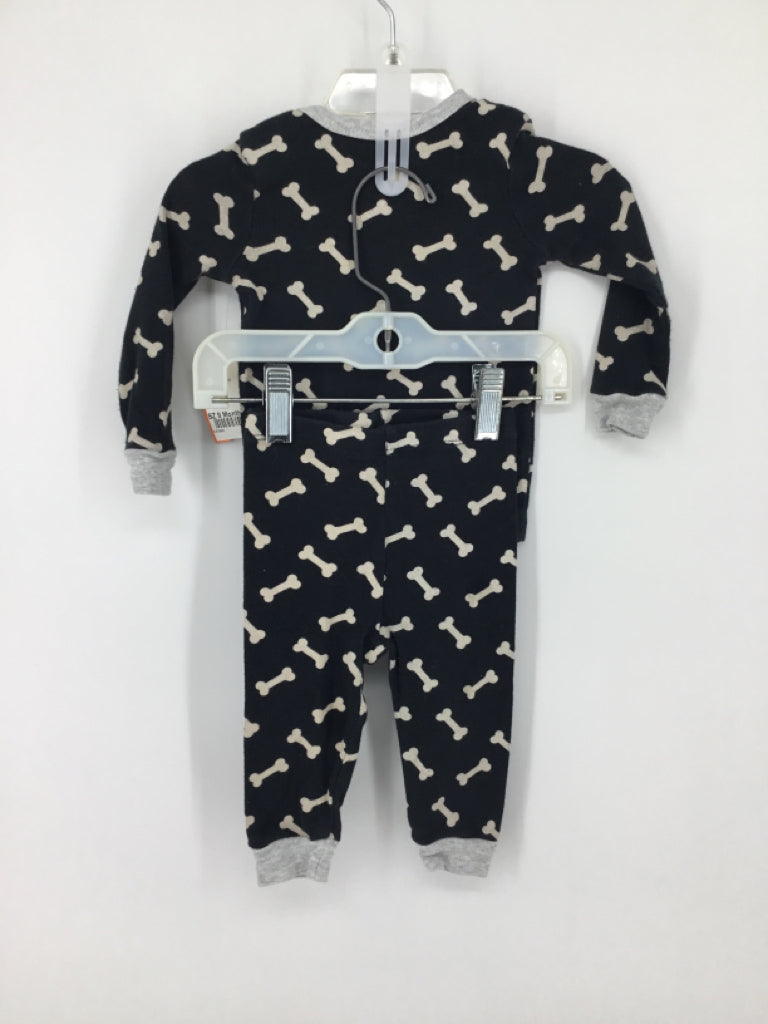 Mighty Child Size 9 Months Black Print Pajamas - boys