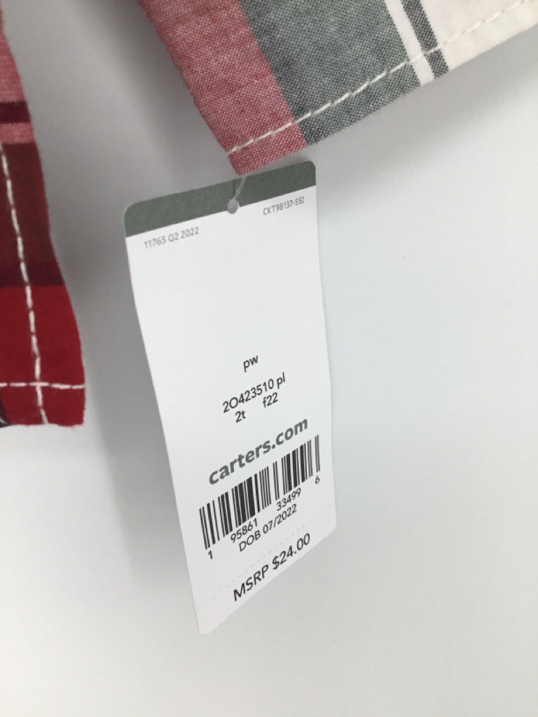 Carter's Child Size 2 Red Plaid Shirt - boys