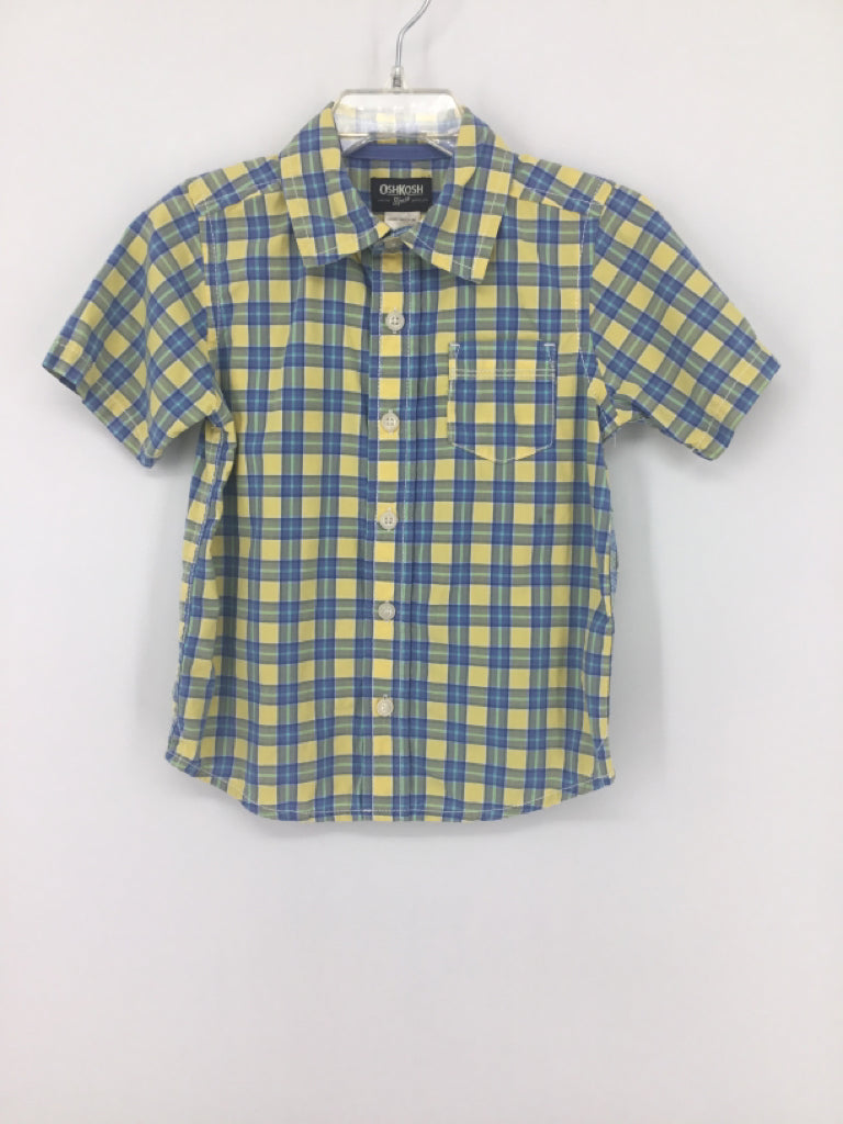 OshKosh B'gosh Child Size 4 Yellow Plaid Shirt - boys