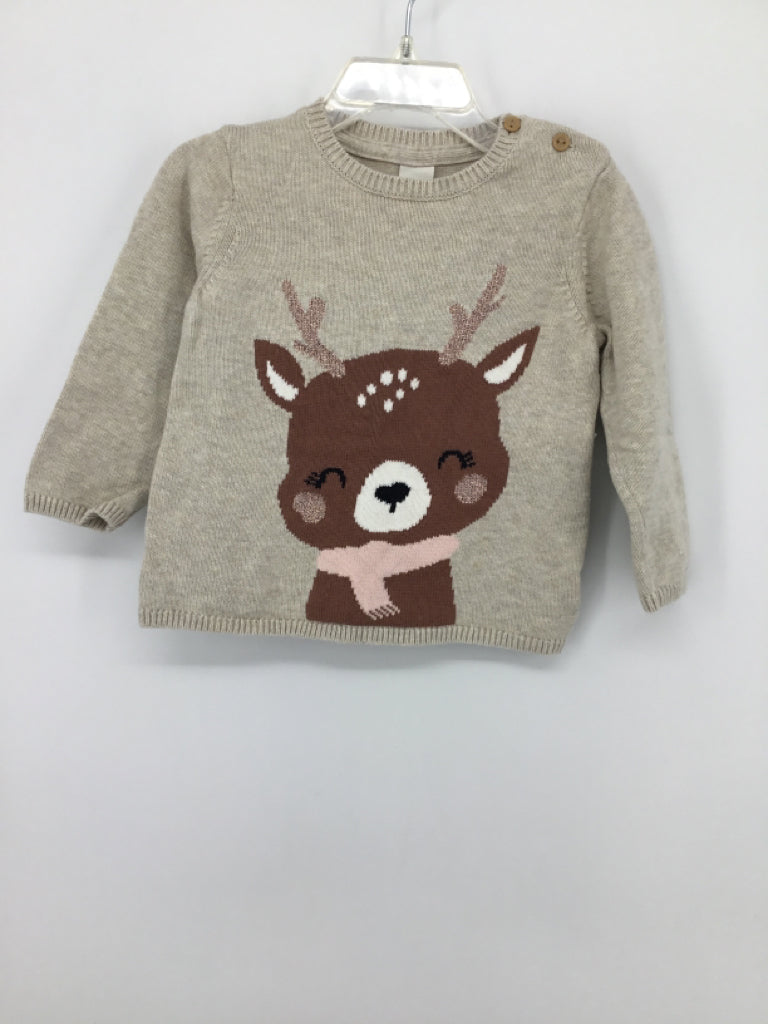 H & M Child Size 12 Months Tan Christmas Sweater