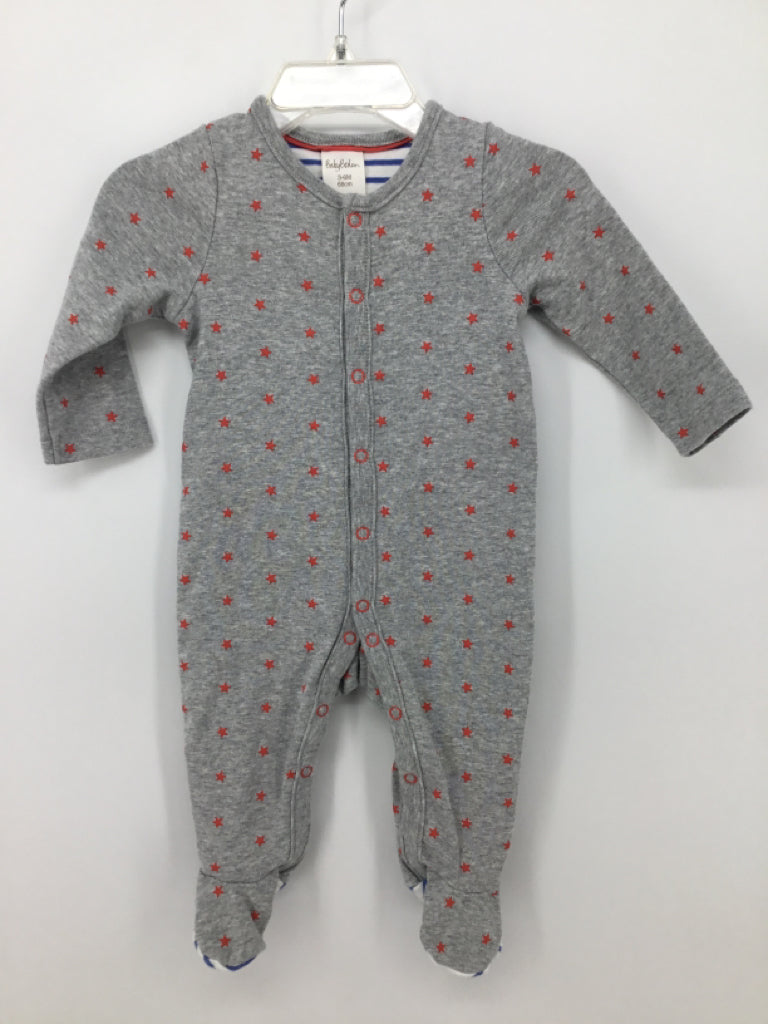 Baby Boden Child Size 3-6 Months Gray Stars & Stripes Sleeper