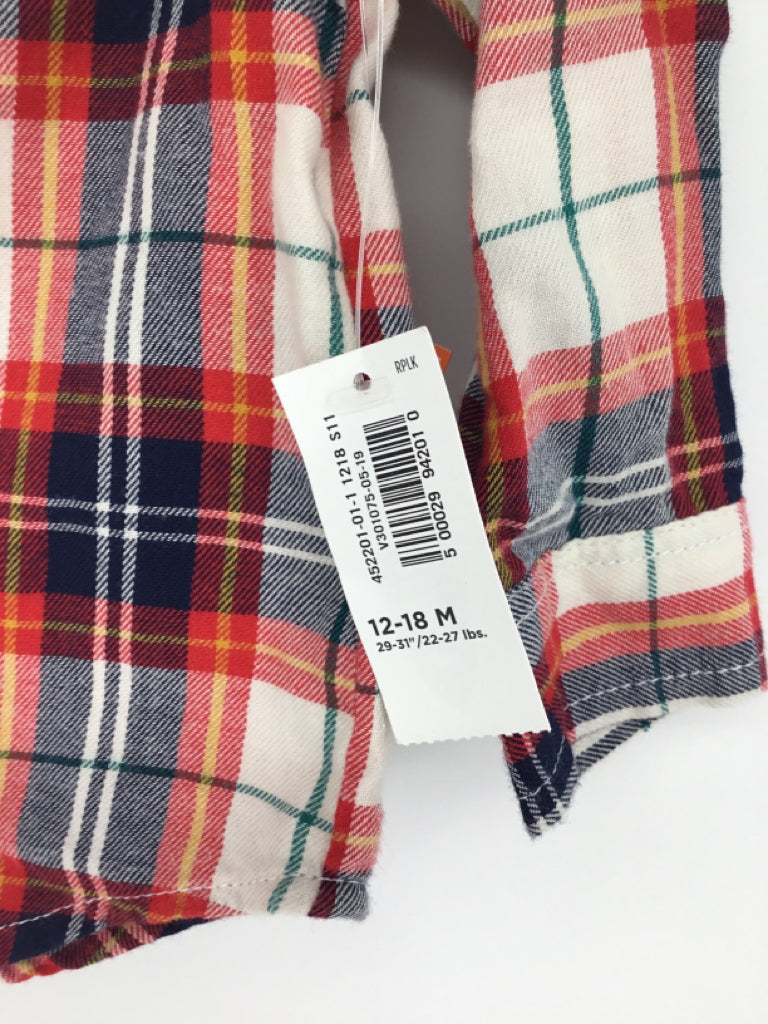 Old Navy Child Size 12-18 Months Red Plaid Shirt - boys