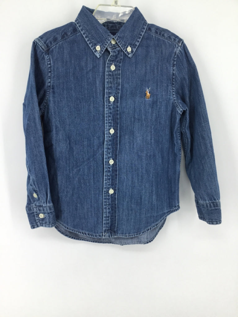 Ralph Lauren Child Size 4 Blue Solid Shirt - boys