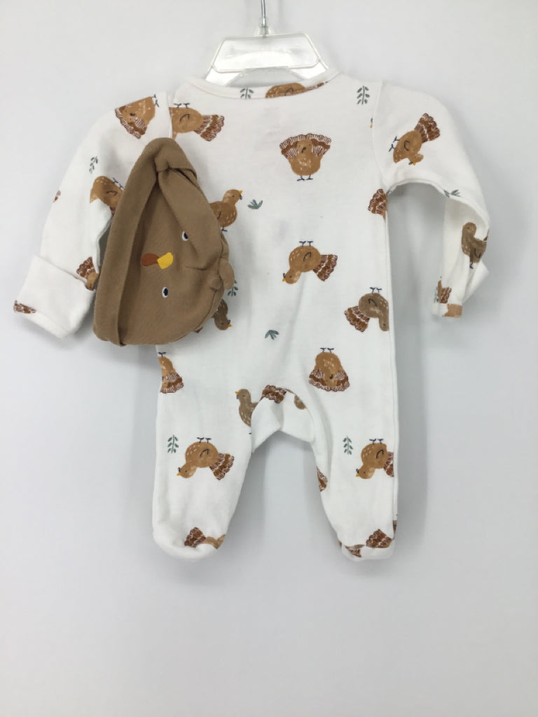 Just One You Made by Carters Child Size Newborn Tan Thanksgiving Sleeper & Hat