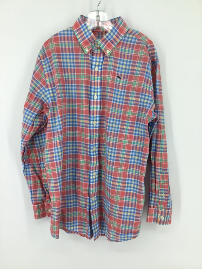 vineyard vines Child Size 12 Pink Plaid Shirt - boys