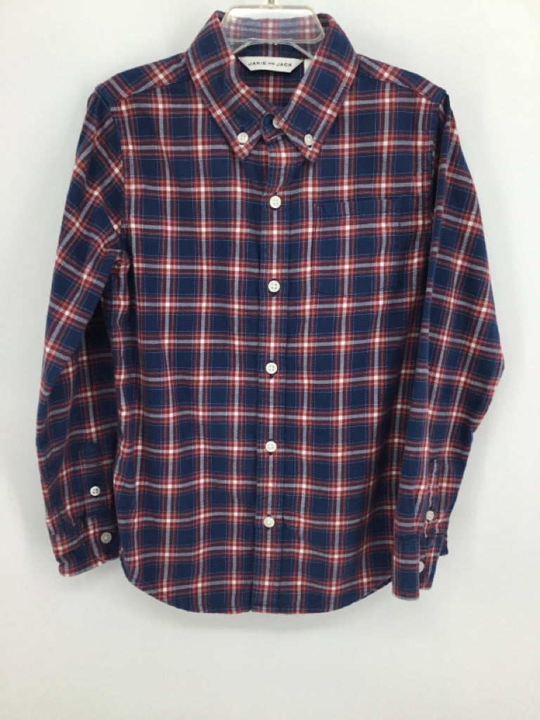Janie and Jack Child Size 6 Blue Plaid Shirt - boys