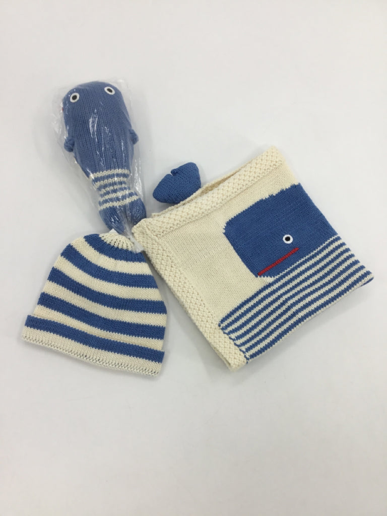 Estella Organic Baby Gift Set - Handmade Lovey Blanket, Rattle Toy & Hat