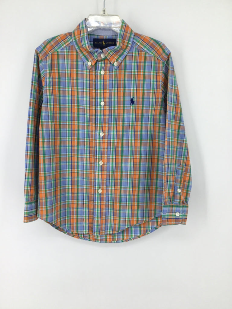 Ralph Lauren Child Size 5 Orange Plaid Shirt - boys