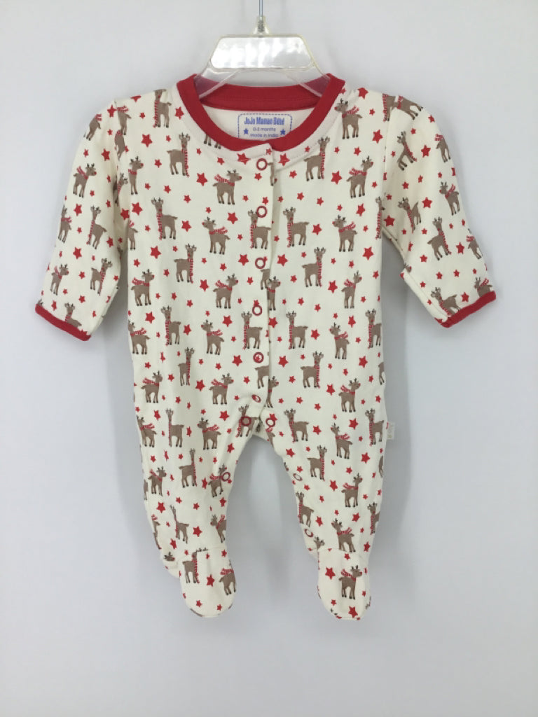 JoJo Maman Bebe Child Size 0-3 Months Red Christmas Sleeper