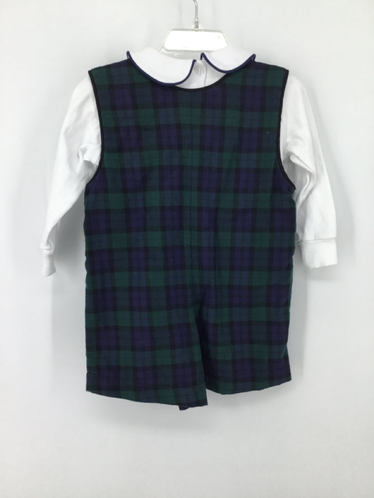 b Bella Bliss Child Size 18 Months Navy Plaid Outfit - boys
