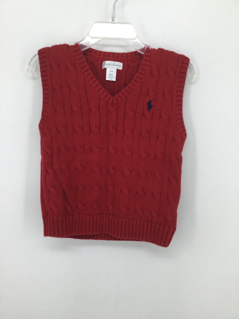 Ralph Lauren Child Size 24 Months Red Solid Sweater - boys