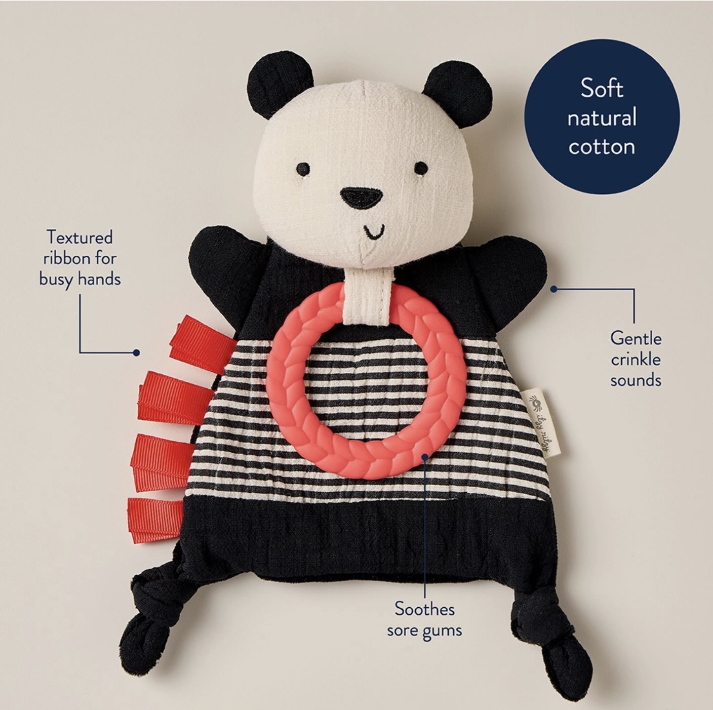 Itzy Ritzy - Bitzy Crinkle Sensory Toy with Teether (Panda)