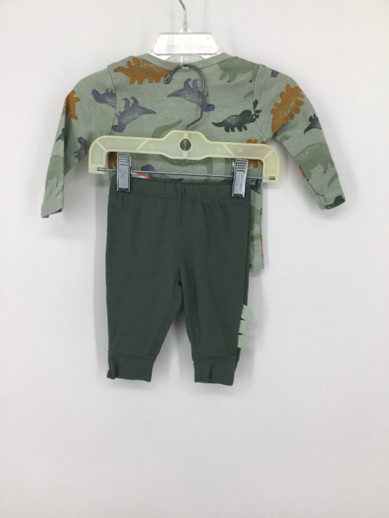 Carter's Child Size 3 Months Green Dinosaur Outfit - boys