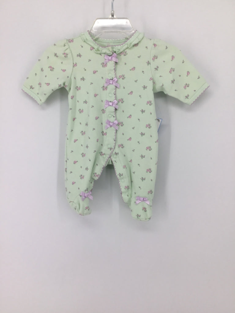 Little Me Child Size Preemie Green Sleepers