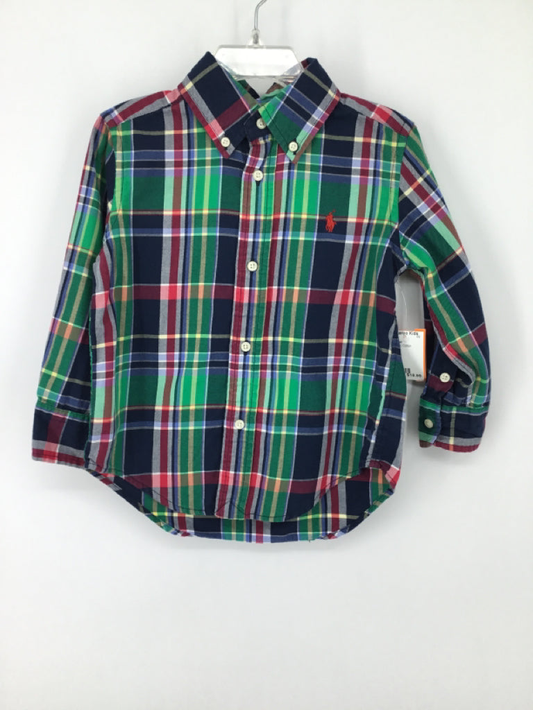 Ralph Lauren Child Size 2 Green Plaid Shirt - boys