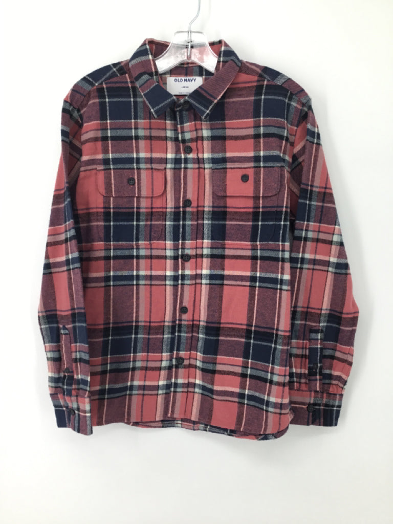Old Navy Child Size 10 Pink Plaid Shirt - boys