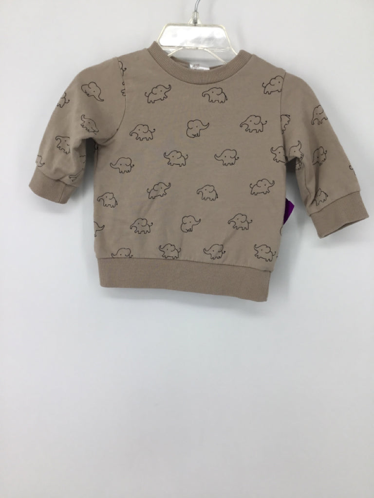H & M Child Size 3 Months Tan Elephant Sweatshirt - boys