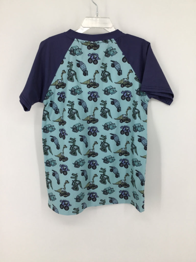 Foxtail Lilies Child Size 7 Blue Print Shirt - boys