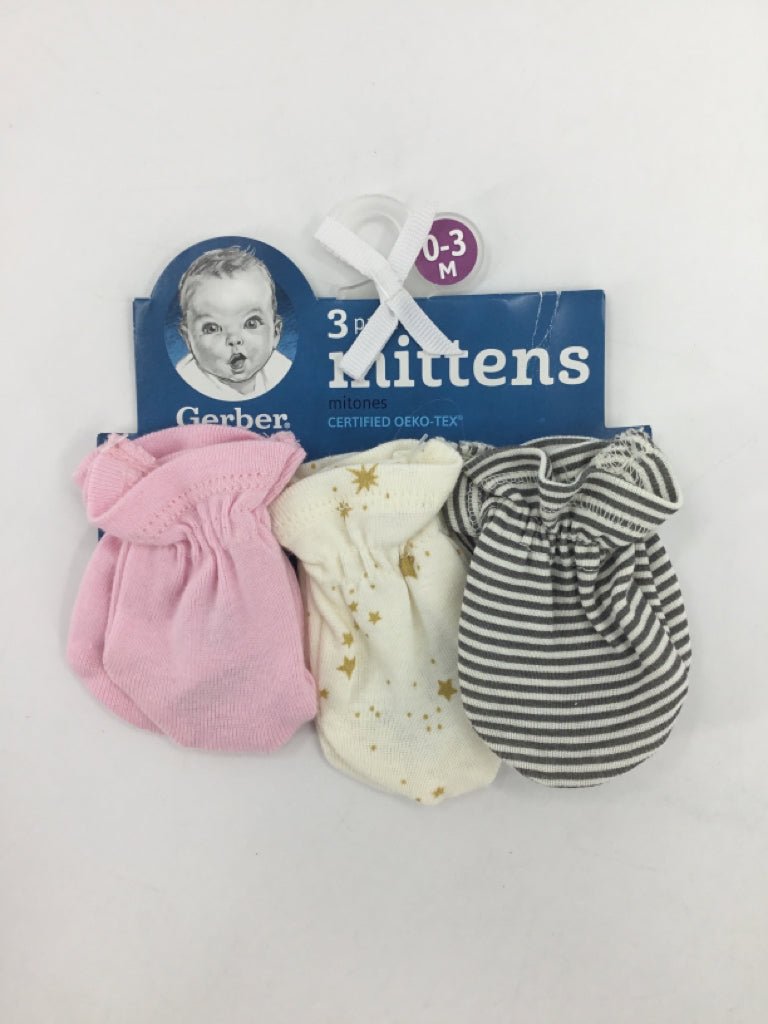 Gerber Child Size 0-3 Months Pink Solid Infant Mittens