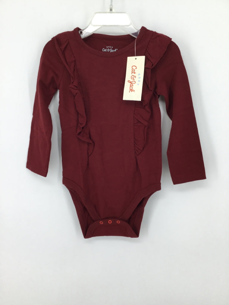 Cat & Jack Child Size 24 Months Burgundy Onesie