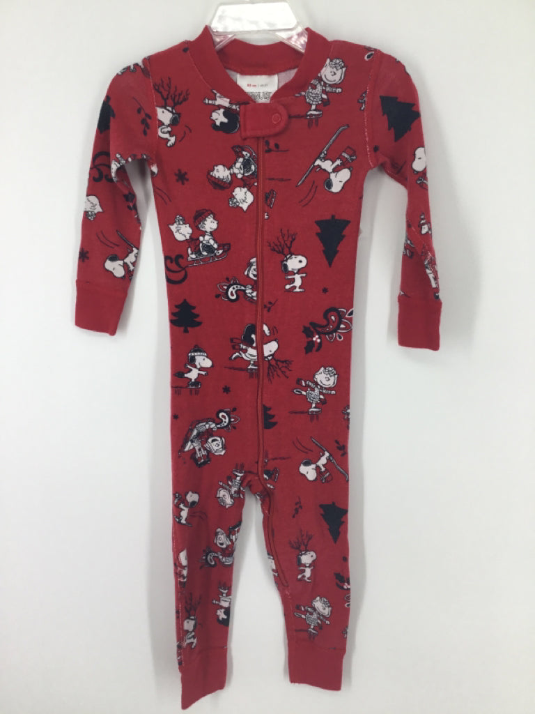 Hanna Andersson + Peanuts Child Size 2 Red Christmas Pajamas