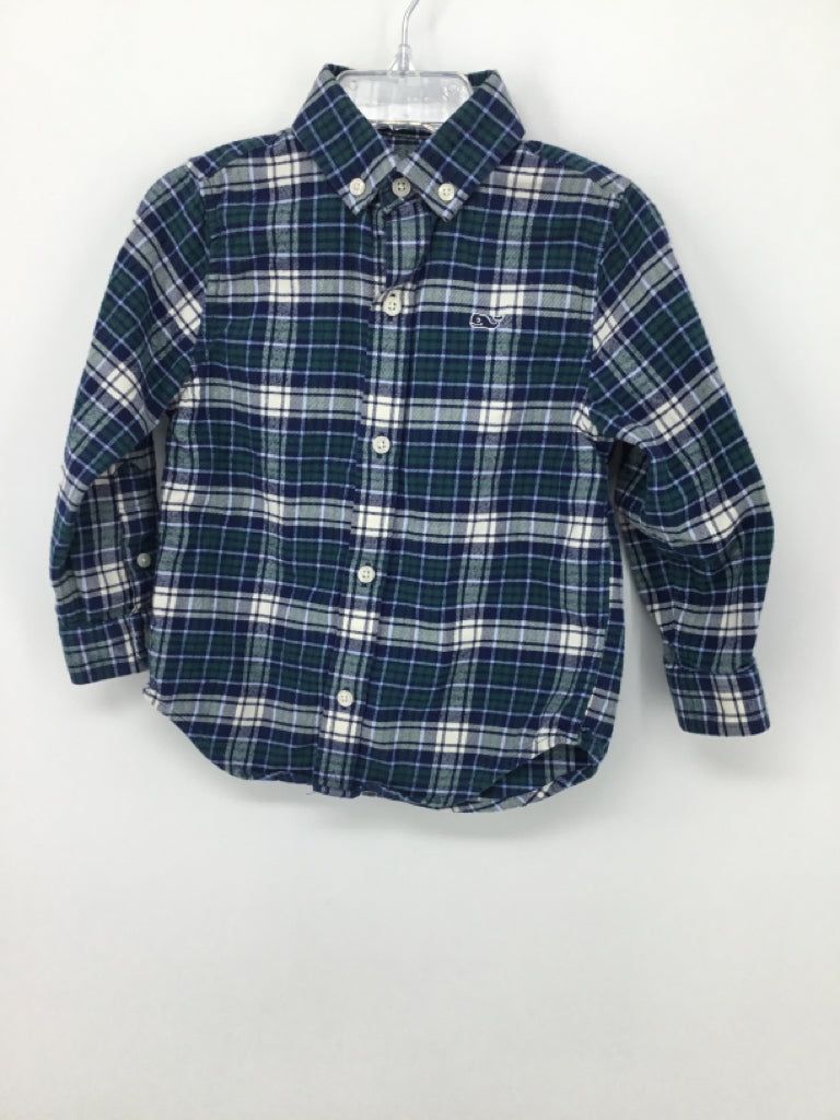 vineyard vines Child Size 2 Blue Plaid Shirt - boys
