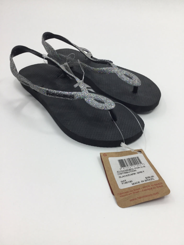 Havaiana Child Size 3 Youth Silver Sandals/Flip Flops