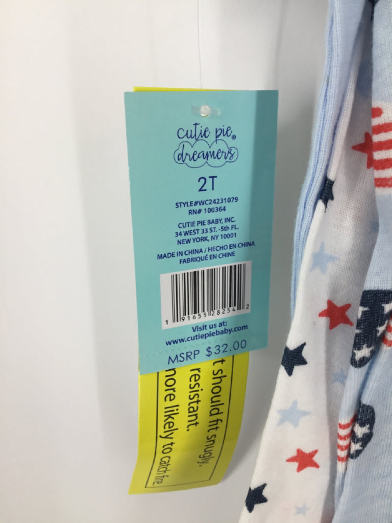 Cutie Pie Dreamers Child Size 2 Blue Stars & Stripes Pajamas