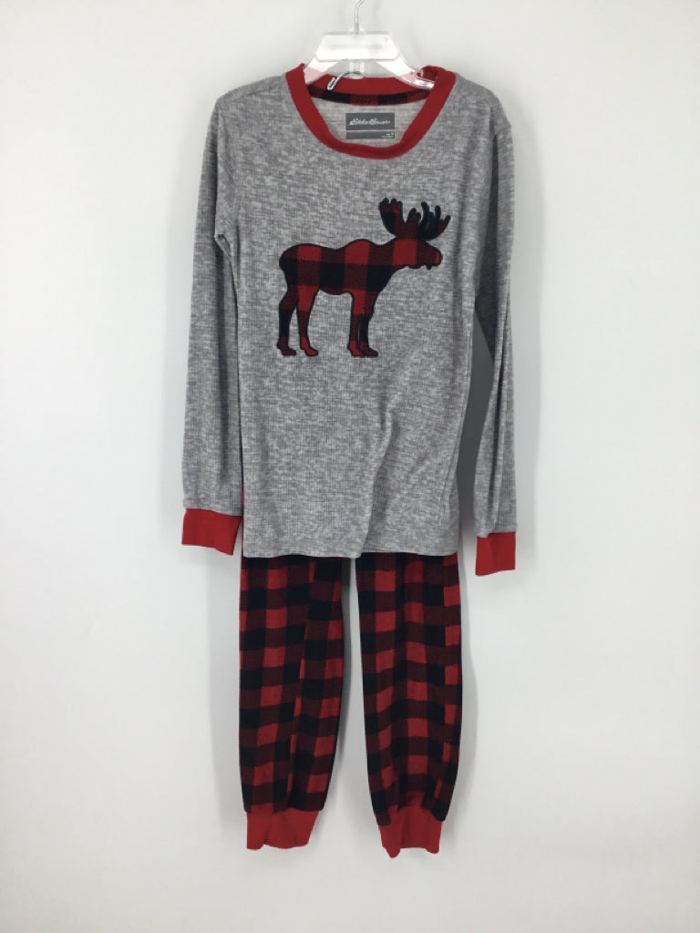 Eddie Bauer Child Size 8 Gray Checkered Pajamas - boys
