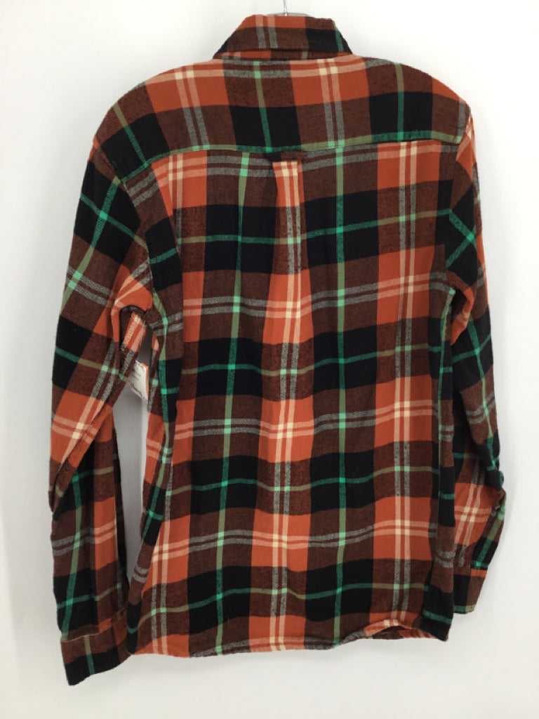 Wes and Willy Child Size 10 Orange Plaid Shirt - boys