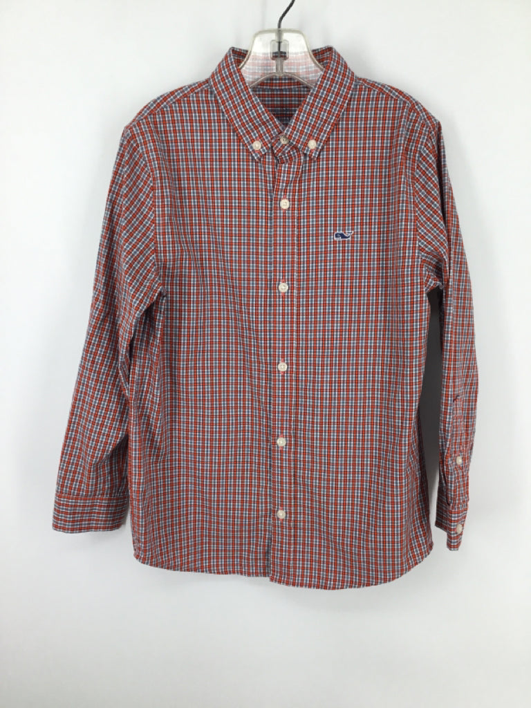 vineyard vines Child Size 7 Orange Plaid Shirt - boys