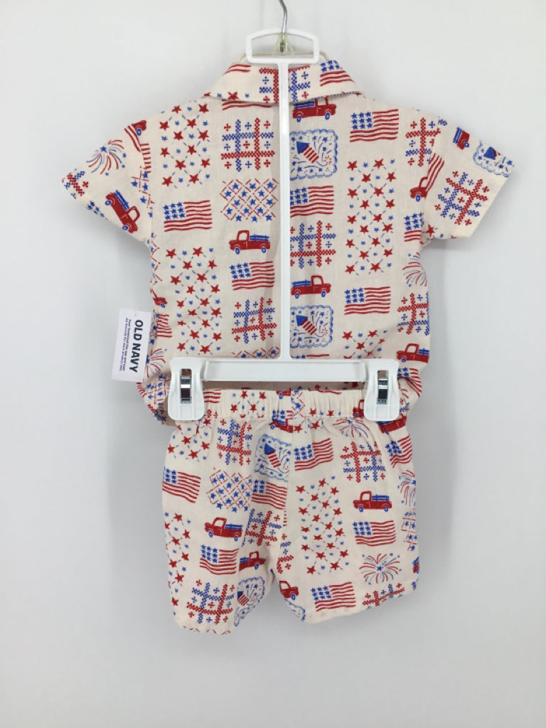 Old Navy Child Size 3-6 Months White Stars & Stripes Outfit