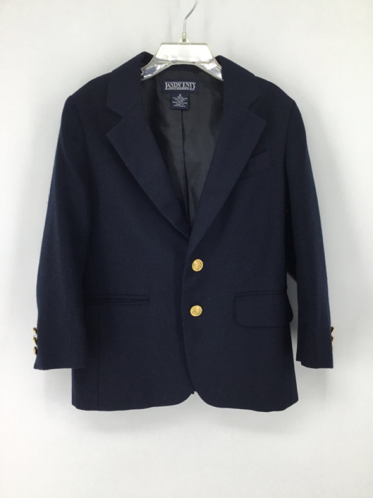 Lands' End Child Size 6 Navy Solid Blazer - boys